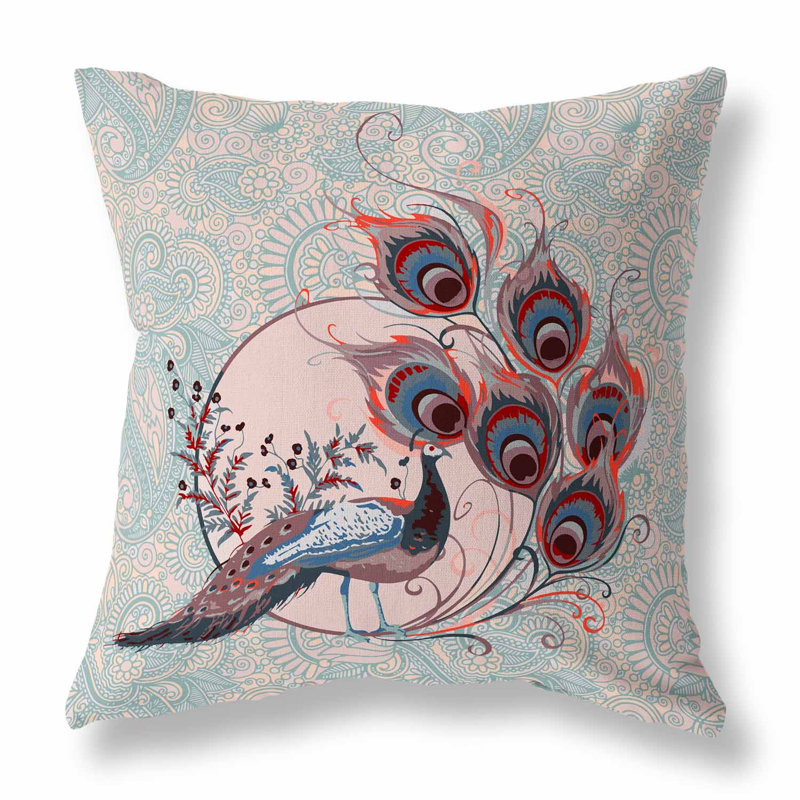 Coussin Paisley, H 20 po x l 20 po, Rose / opale / cachemire mauve