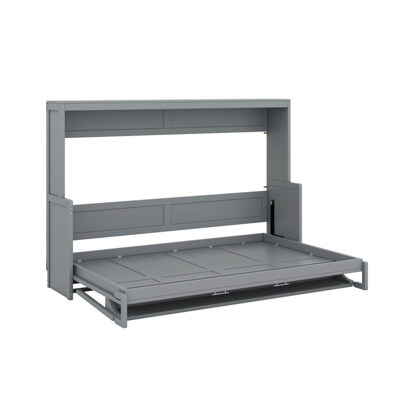 Grand lit escamotable avec élévateur hydraulique et bureau, Grey, Grand lit