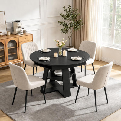 Extendable Round Dining Table for 4-6