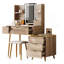 Bureau de coiffeuse à 7 tiroirs avec miroir à DEL et détails sculptés, table de maquillage cannelée avec pieds en métal et tabouret en polyuréthane, coiffeuse sculptée avec rangement pour bijoux pour la chambre à coucher