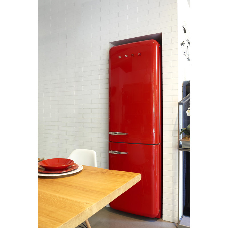 SMEG 50s Style 24" Bottom Freezer 12.8 cu. ft. Energy Star Refrigerator, Left, Orange