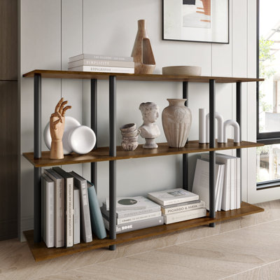 Easy Twist Assembly 3-Tier Wide Display Shelf In Brown