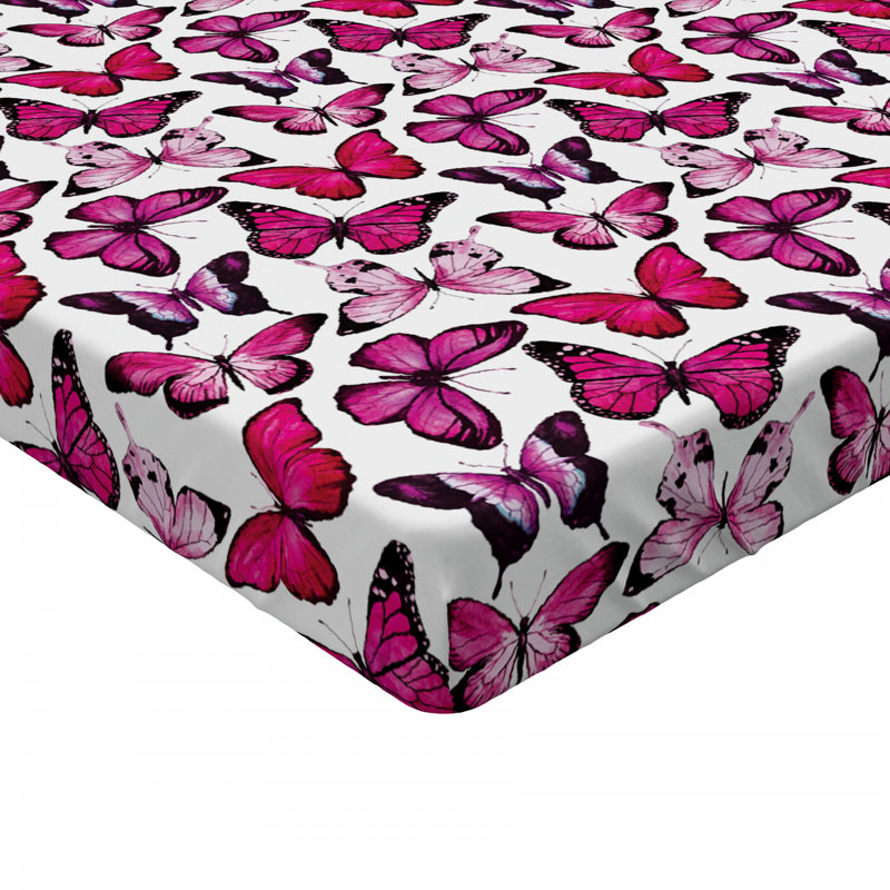 Microfiber Fitted Sheet, Pink Butterfly, Twin XL Fitted Sheet