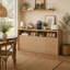 Buffet en bois de 170 cm avec bande lumineuse DEL, prises électriques et 4 compartiments de rangement pour un style de vie moderne-1011772594