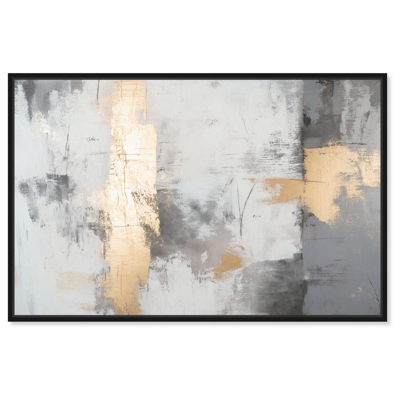 «Gilded Gray III», toile de luxe par Art Remedy, H 11 po x l 16 po, Cadre flottant noir