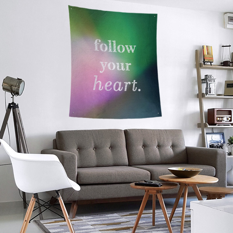 Tapisserie en polyester suivre votre de cotation cardiaque, H 27,5 po x l 37,5 po, Rose / vert
