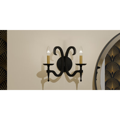 Janci 2-Light Earth Black Wall Sconce