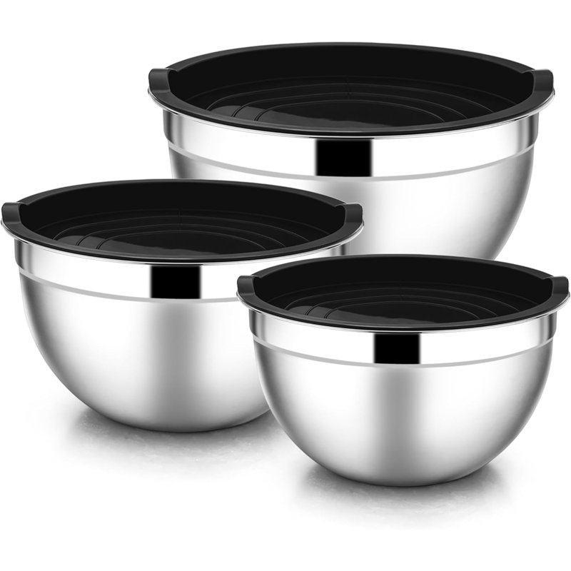 6-piece Stainless Steel Mixing Bowl Set With Airtight Lids