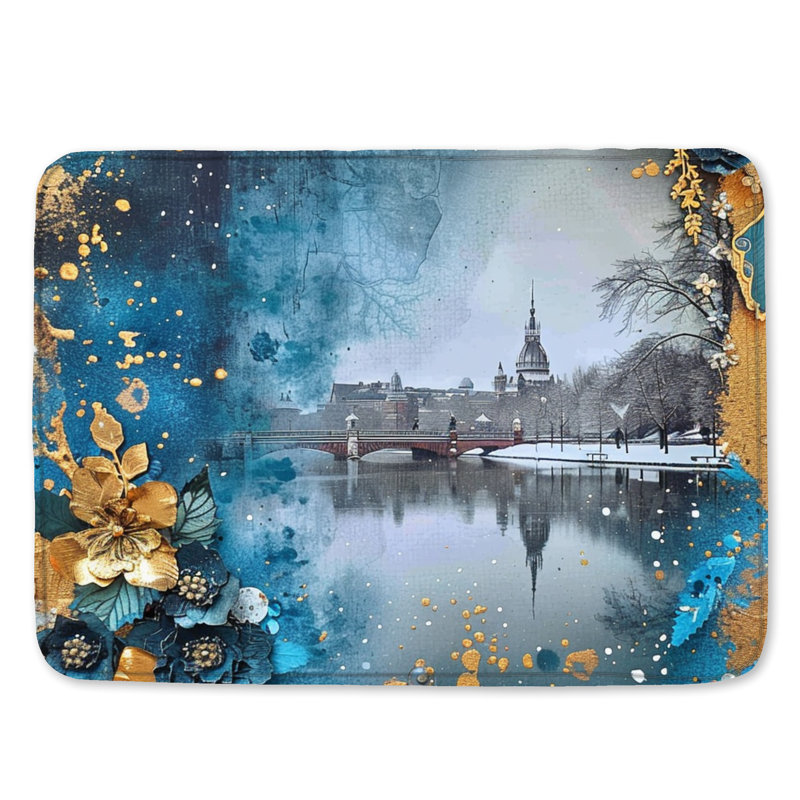 Tapis de bain Cityscape Scenic Bathroom Decor Art Deco, L 24 po x L 17 po