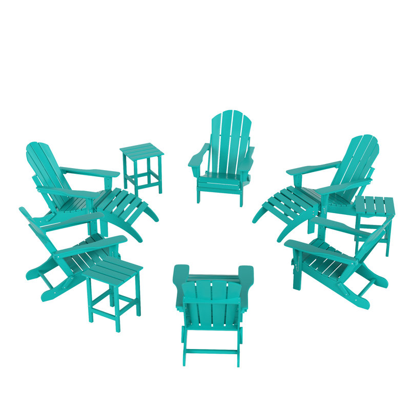 Chaise Adirondack en plastique avec table et repose-pieds Laguna, Turquoise
