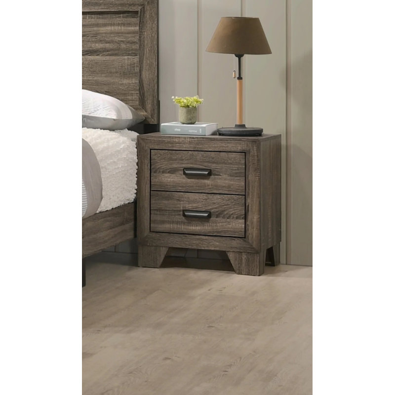 Transitional 2-Drawer Nightstand, Bedroom Nightstand