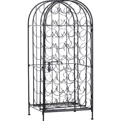 Armoire à vin noire avec serrure pour 35 bouteilles. Fabrication en fer. Style fascinant. L 17,67 po x P 14 po x H 38,5 po. Poids 10,09 lb - Conception élégante.
