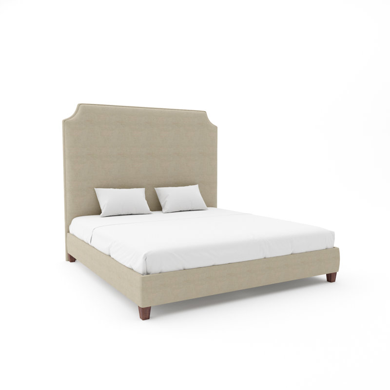 Caldwell Custom Upholstered Bed with 9" Rails, Queen, Espresso, Maestro Ultra Performance Burlap