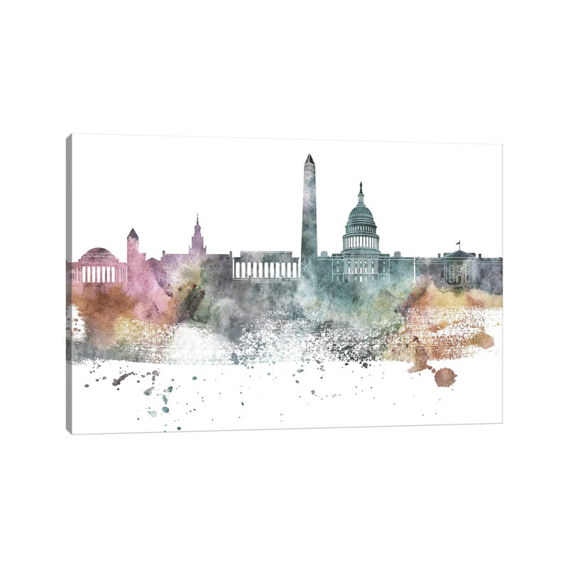 Washington Pastel Skylines - Wrapped Canvas Print, 20.32cm H x 30.48cm W