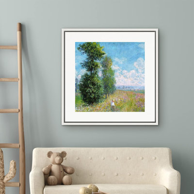 «Meadow With Poplars» par Claude Monet, reproduction d'art encadrée sur toile par Claude Monet