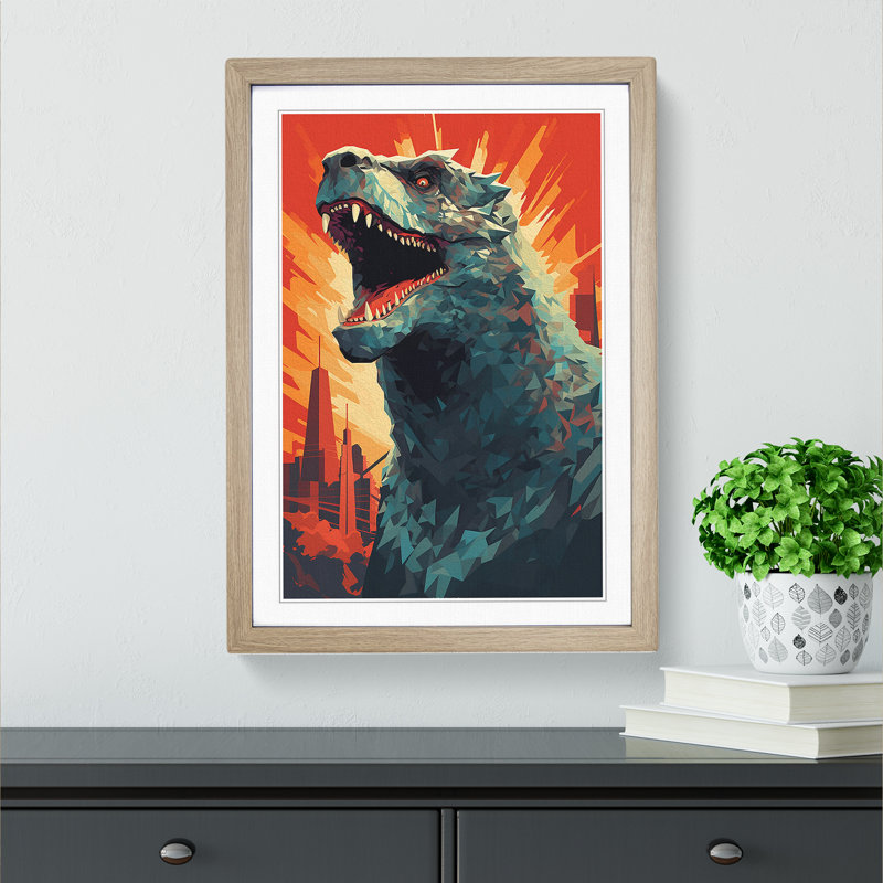 Godzilla Geometric - Framed Print, 46cmH x 34cmW
