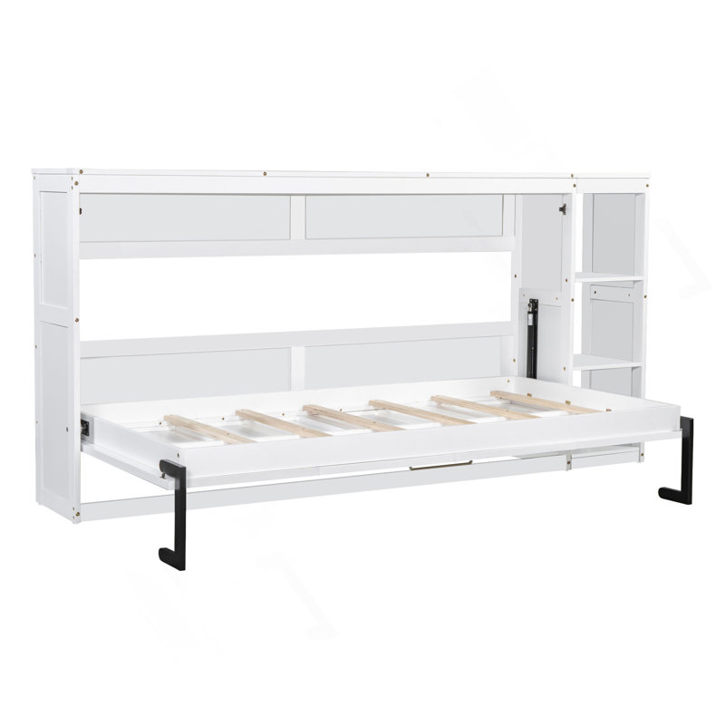 Murphy Bed With Bookshelf, , Twin, White