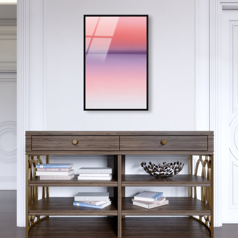 Peach Coastline II Print by Oliver Gal, 46"H x 31"W, Black Floater Frame