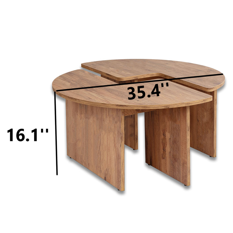 Ensemble de tables basses gigognes 2 pièces, Bois de pin de l'Atlantique