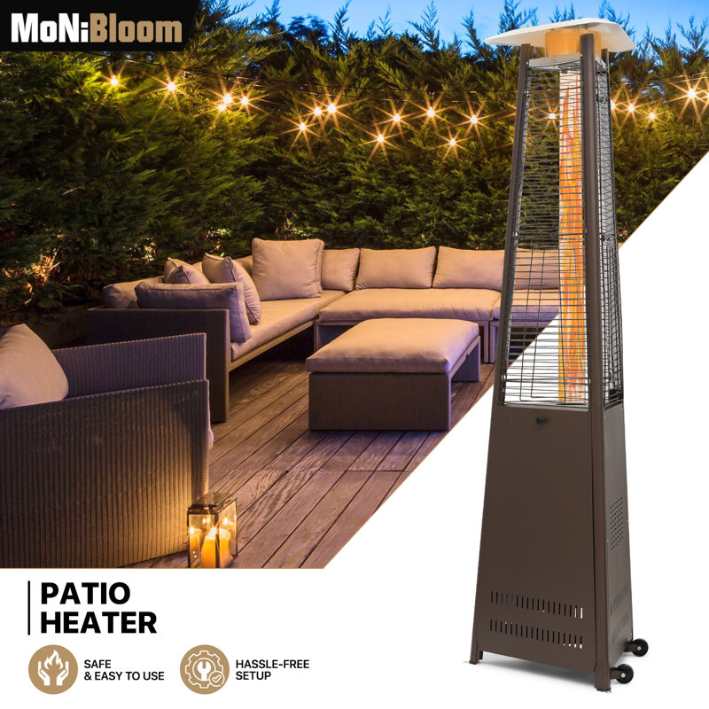 Coffee Aluminum Propane Pyramid Patio Heater with Emergency Shut Off