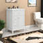 Meuble-lavabo blanc compact avec évier, bois massif et panneau de fibres à densité moyenne, design moderne