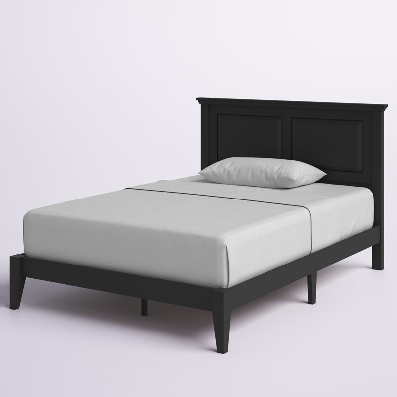 Lit plateforme en bois massif Markovich, Noir, Double