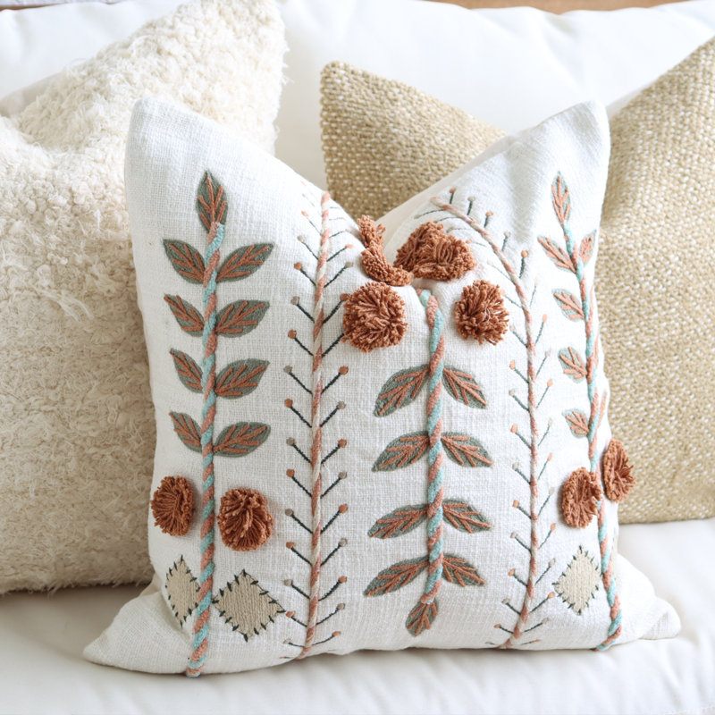 Housse de coussin en coton tissée à la main, style bohème texturé, neutre