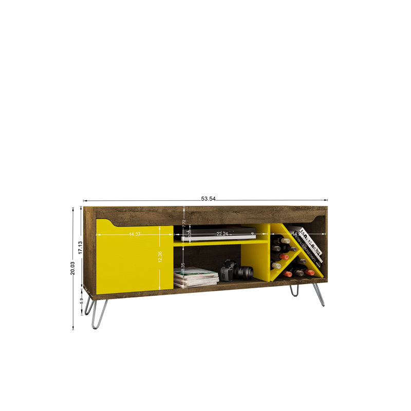 Beatrix Unfinished TV Stand for TVs up to 50", Brown/Yellow