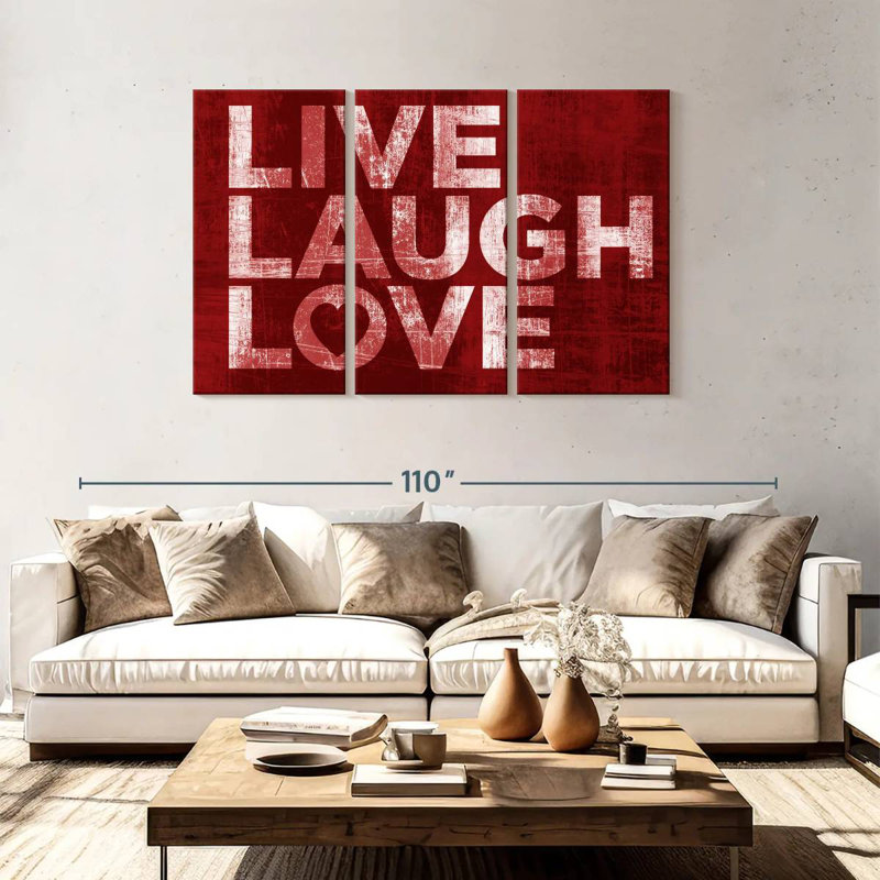 Red Live Laugh Love, H 48 po x l 74 po