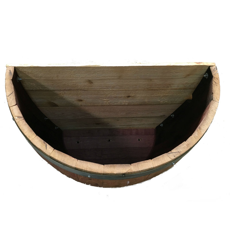 Tall Quarter Oak Wine Barrel Planter, 26"W X 13"D