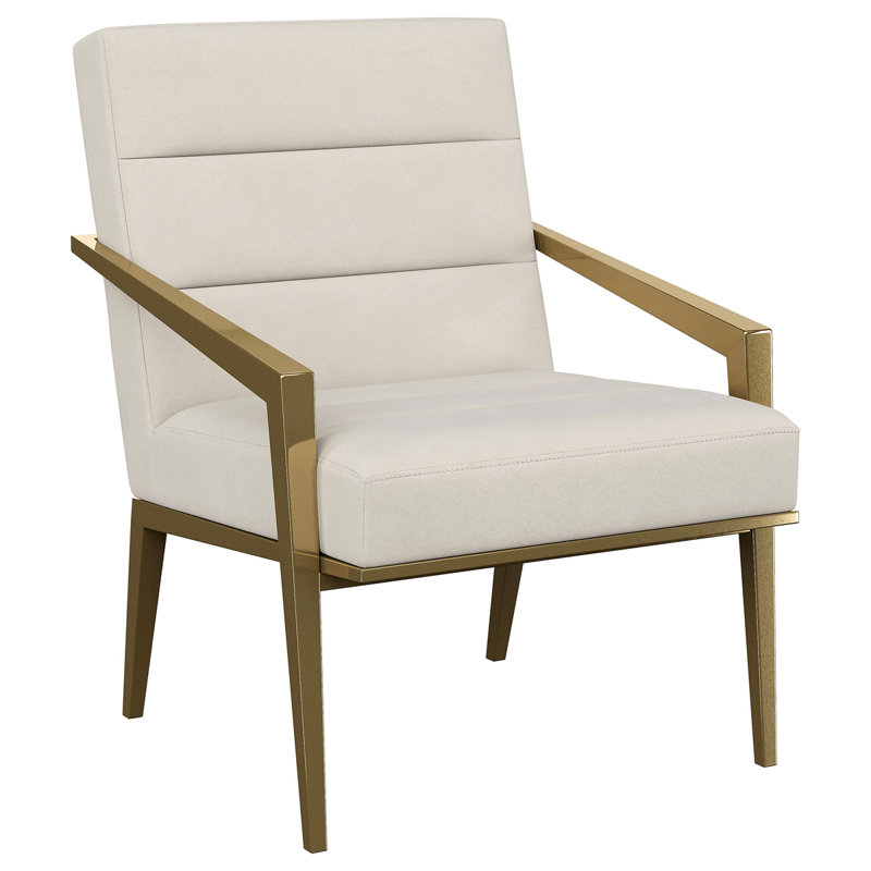 Fauteuil d'appoint rembourré en métal Merriman, Crème