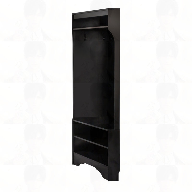 29.5''W*71.6''H Minimalist Corner Hall Tree with Shoe Bench, Black