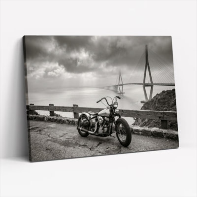 Ensemble de 1 tableau sur toile représentant un pont de moto