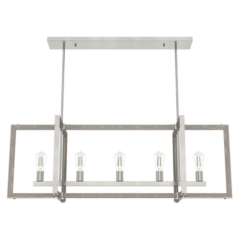 Woodburn 5 Light Linear Geometric Chandelier, Brushed Nickel