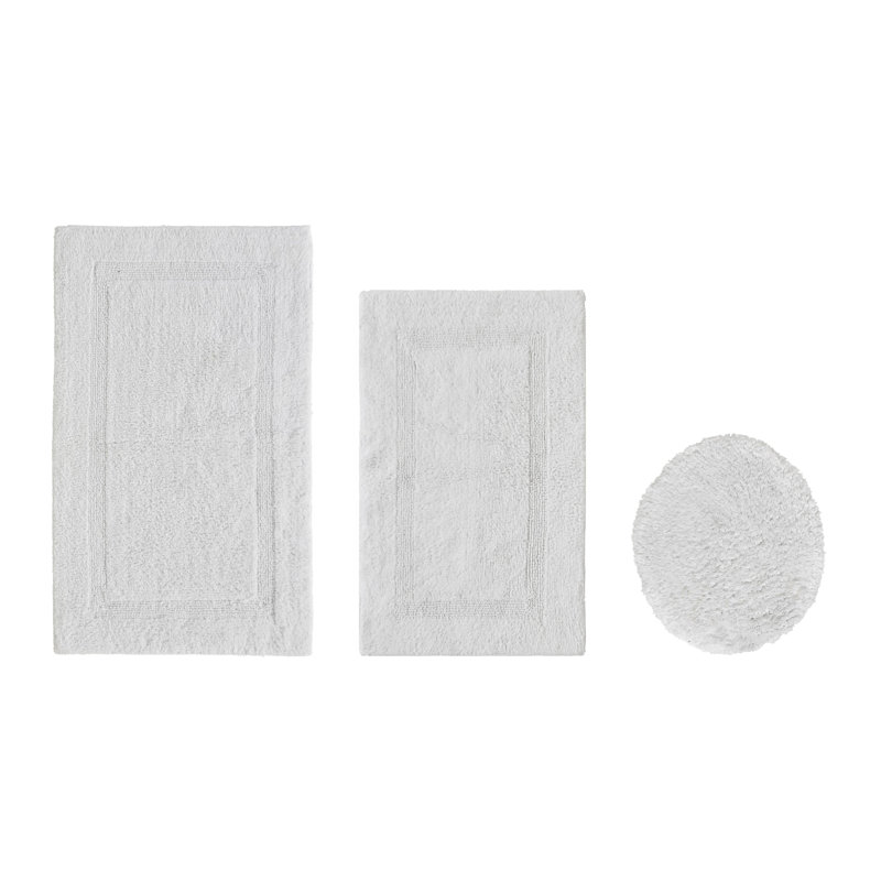 Annerose Premium 100% Cotton 3 Piece Bath Rug Sets, Machine Washable, Super Absorbent & Tufted Weave Reversible Bath Mat for Bathroom, Shower, and Tub, Oeko-Tex Certified Bathroom Rugs