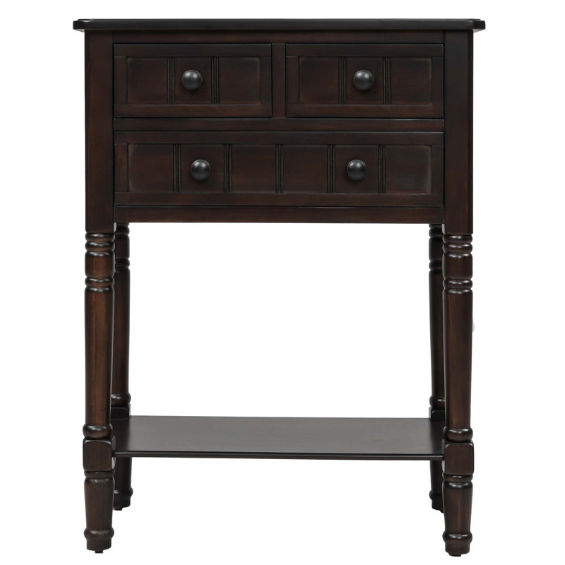 Barbe Narrow Console Table, Slim Sofa Table with Three Storage Drawers and Bottom Shelf for Living Room, Easy Assembly
