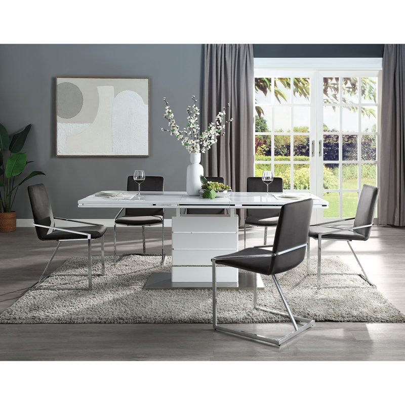 Chaise d'appoint grise et chromée avec base en métal (ensemble de 2)