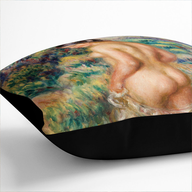 Standing Bather Square Throw Cushion, 40cm H x 40cm W x 15cm D, Black