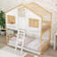 Lit simple superposé simple en bois avec échelle, fenêtres décoratives et porte-1706540561