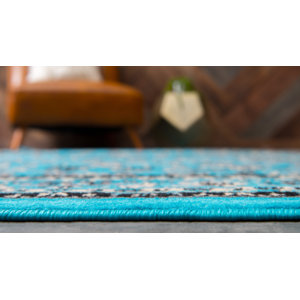 Charlton Home® Hanan Performance Turquoise Rug & Reviews | Wayfair