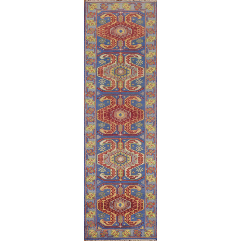 Tapis de couloir bleu traditionnel indo 2 x 10