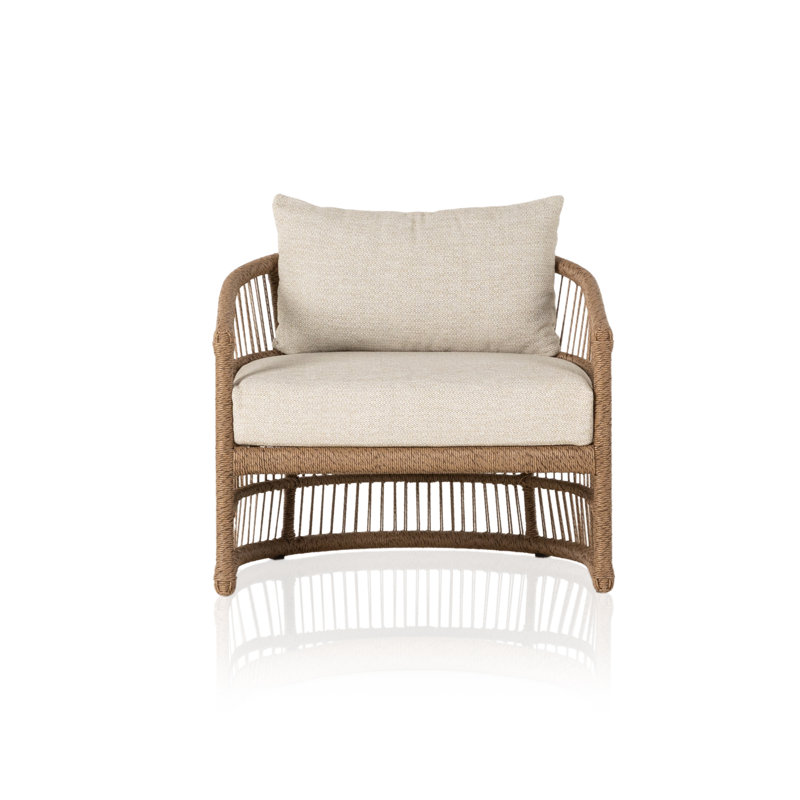 Chaise de patio avec coussins Saya, Coussin sable Faye / structure brune