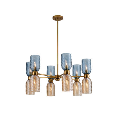 Azul 12 LT Aged Gold Chandelier Kalco