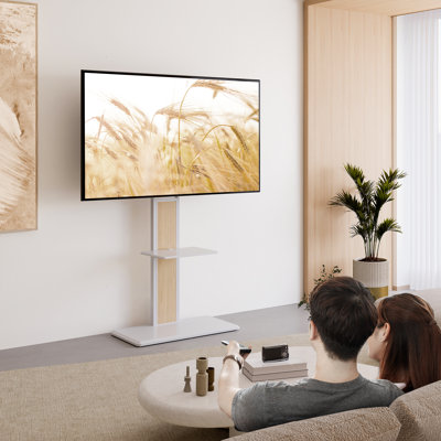Johneice 29.5" W Iron Floor TV Stand with Swivel Mount and Height Adjustment