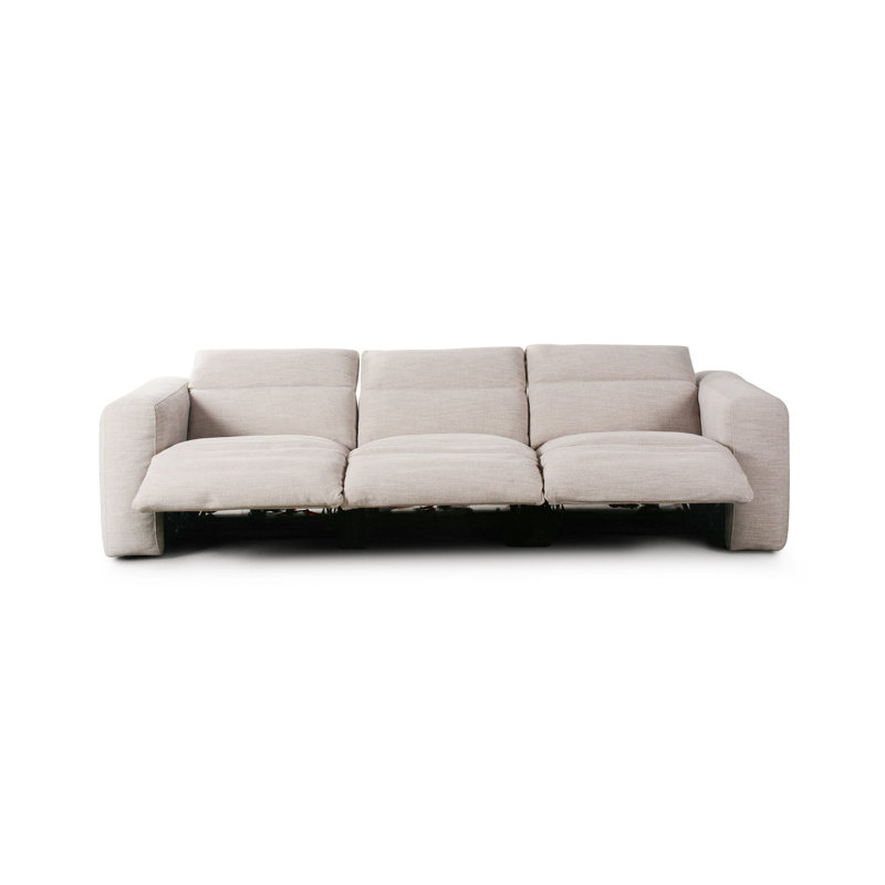 Radley 124" Leather Power Reclining Sofa, Gray Polyester Blend