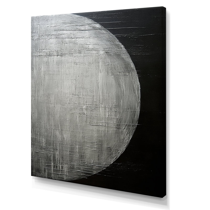 Noir, argent, lune, solitude, Toile tendue, H 32 po x l 16 po x P 1 po