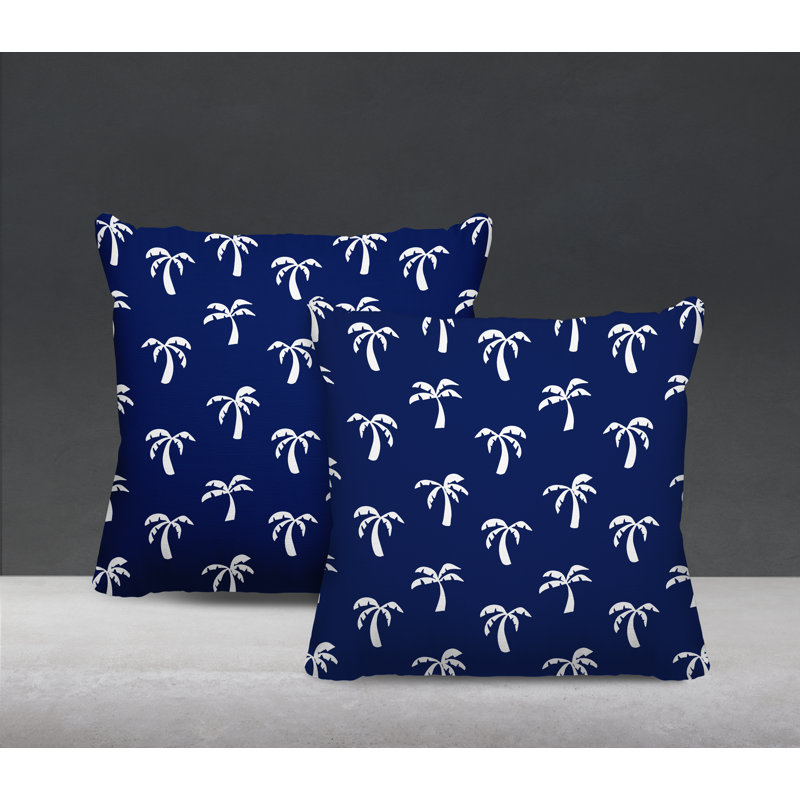 Housse et insert de coussin décoratif intérieur / extérieur en mélange de polyester, L 15 po x H 15 po, Bleu marine