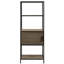 Bibliothèque grise avec armoire de rangement - structure en métal pour la chambre à coucher et le salon avec finition grise présentant des objets décoratifs
