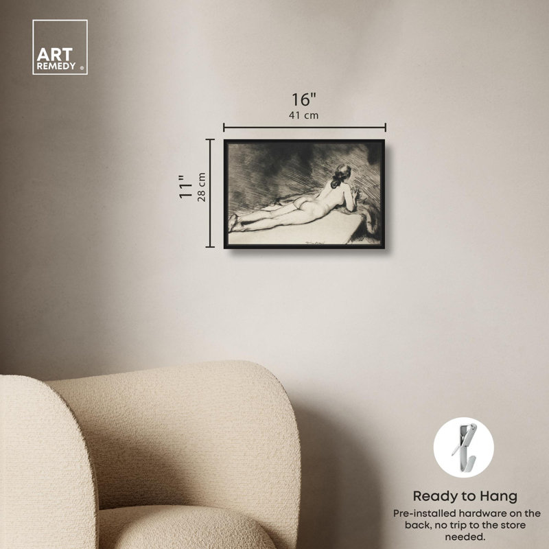 «Daydreaming Woman» par Art Remedy, Cadre noir, H 11 po x l 16 po