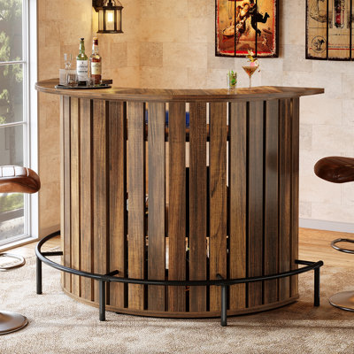 Mini Bar Table with 4-Tier Storage for Home, Living Room